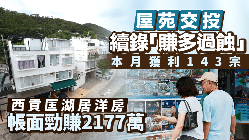 Home Resales Continue to Show 'More Winners Than Losers' This Month 143 Profitable Deals in Total Weston Kwun Hup House Units Bring in a Profit of $21.77 Million