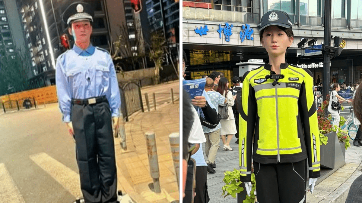 High-Realism Traffic Police Robot Used for Nighttime Duties in Shanghai—Netizens Find It Creepy | Video